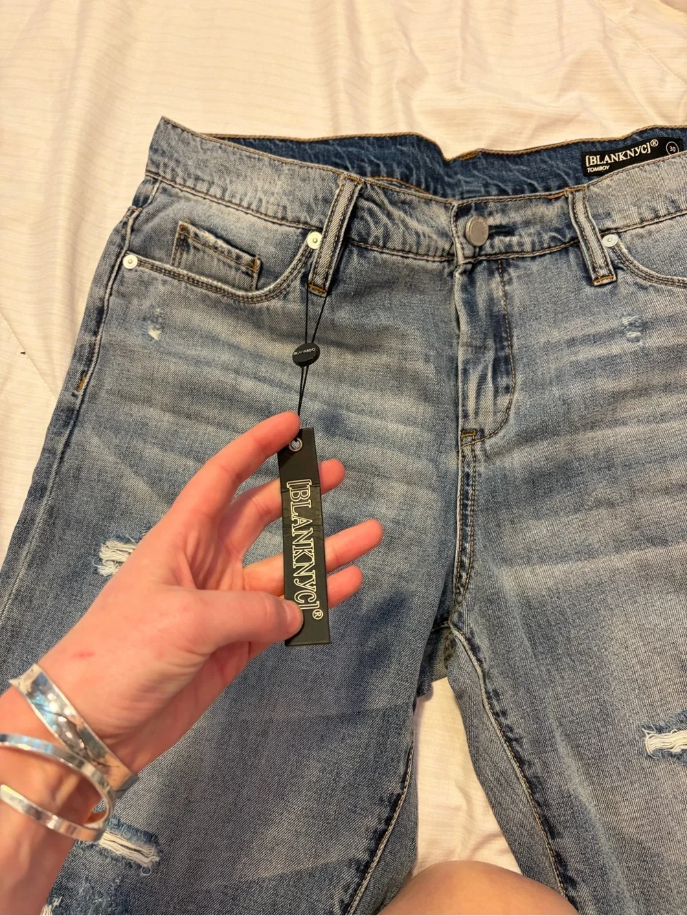 Y2K Blank NYC Women's Distressed Light Blue Jean Shorts NWT Sz 30